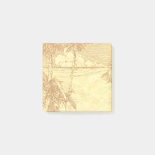 Vintage-Palmenstrand-Ätzung editierbare Sticker Post-it Klebezettel