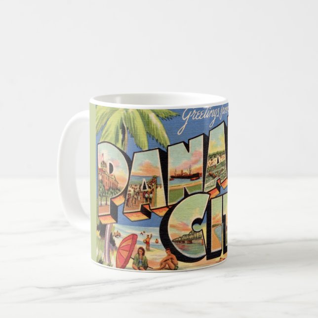 Vintage Panama City Florida Tasse (Vorderseite Links)
