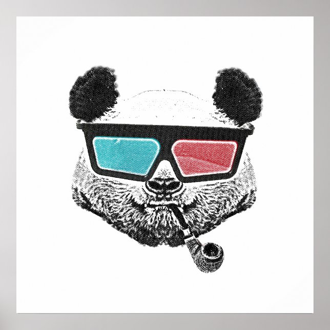 Vintage Panda 3-D-Brille Poster (Vorne)