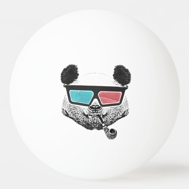 Vintage-Panda-3D-Brille Tischtennisball (Vorderseite)
