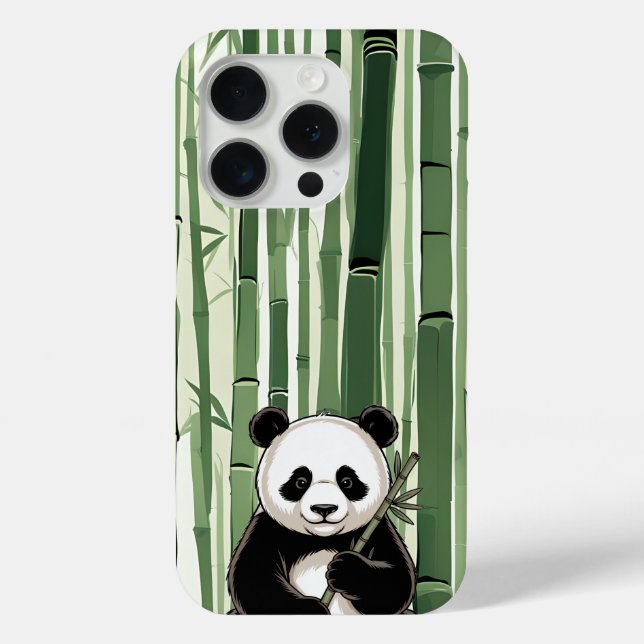 Vintage Panda Phone Case with Bamboo (Rückseite)