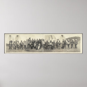 Vintage Panoramafoto aus Ureinwohner Amerikas Poster