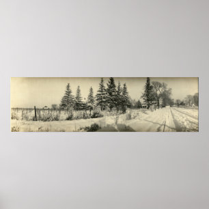 Vintage panoramische Winter-Szene in Kelleys Insel Poster