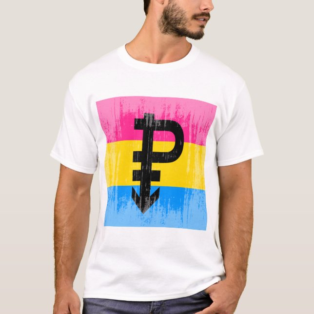 Vintage Pansexual Flagge T-Shirt (Vorderseite)