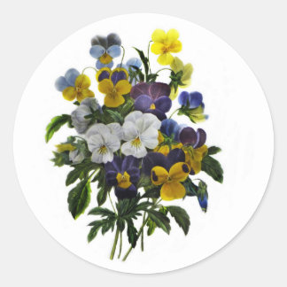 Vintage Pansy Botanische Schrift Runder Aufkleber