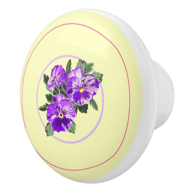 Vintage Pansy-Schublade Keramikknauf (Rechts)