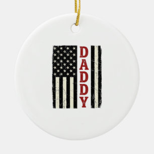 Vintage Papa American Flag Shirt Design_1 Keramik Ornament