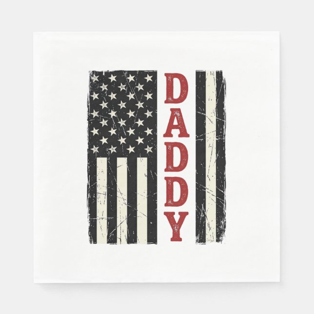 Vintage Papa American Flag Shirt Design_1 Serviette (Vorderseite)