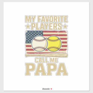 Vintage-Papa-Baseball-Softball-Spieler-Shirt-Desig Aufkleber
