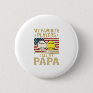 Vintage Papa Baseball Softball Spieler Shirt Desig Button