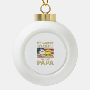 Vintage-Papa-Baseball-Softball-Spieler-Shirt-Desig Keramik Kugel-Ornament