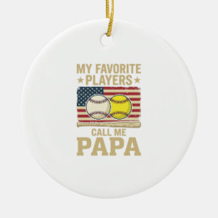 Vintage-Papa-Baseball-Softball-Spieler-Shirt-Desig Keramik Ornament