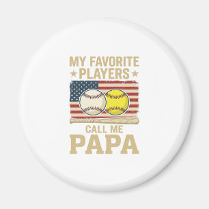 Vintage-Papa-Baseball-Softball-Spieler-Shirt-Desig Magnet
