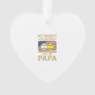 Vintage-Papa-Baseball-Softball-Spieler-Shirt-Desig Ornament