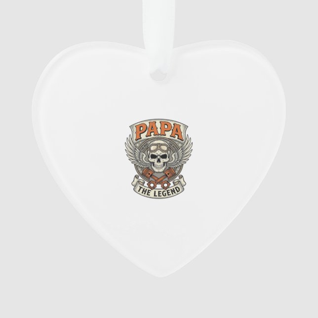 Vintage Papa Biker Skull Legend Ornament (Vorderseite)