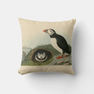 Vintage-Papageientaucher-Illustration Kissen