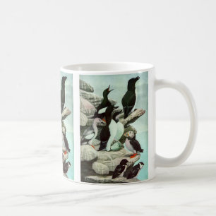 Vintage-Papageientaucher und Wasservögel von Louis Kaffeetasse