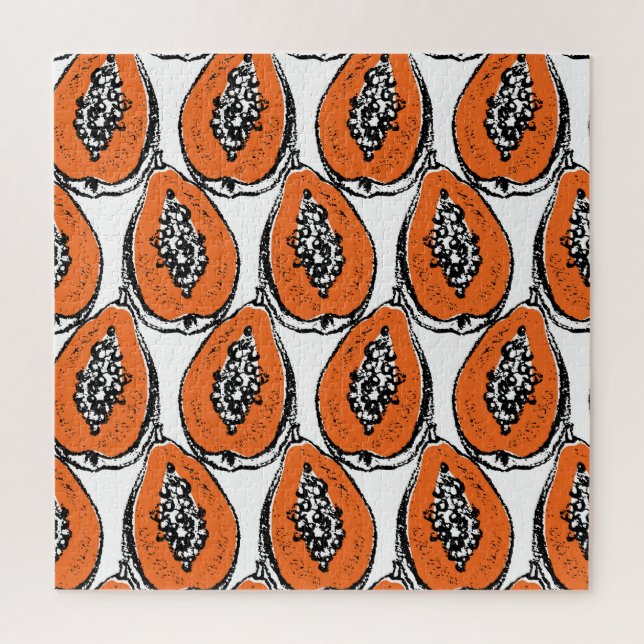 Vintage Papaya Holzkohle Zeichnend Muster. Puzzle (Vertikal)