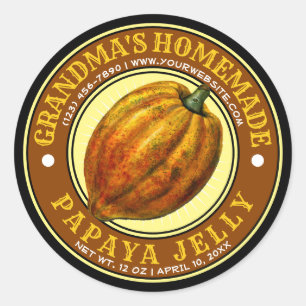 Vintage Papaya Jelly Jam Label-Vorlage Runder Aufkleber