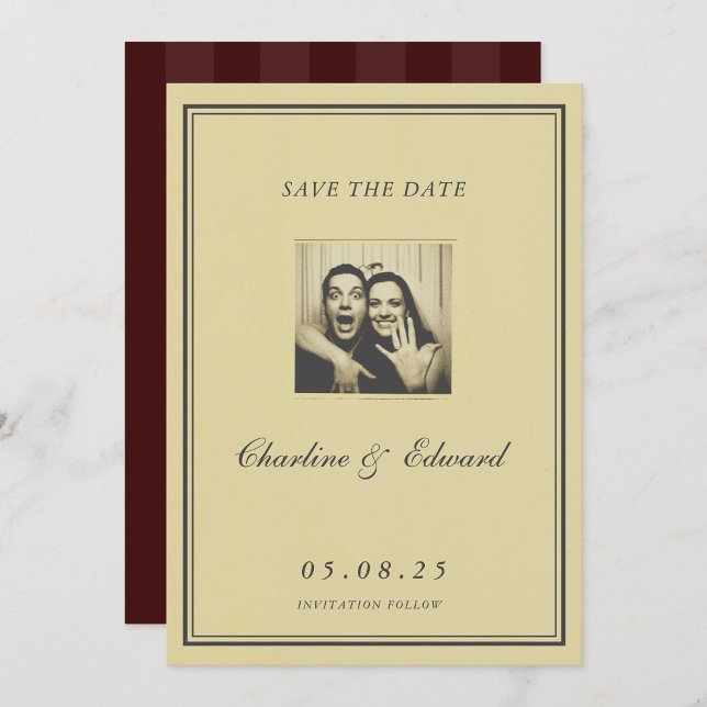 Vintage Paper Nostalgic Photoautomat Save the Date (Von Creator hochgeladen)