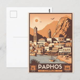 Vintage Paphos-Stadt, Zypern-Urlaubsgeschenk Anden Postkarte