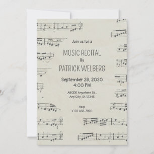 Vintage-Papier-Musiknoten Einladung