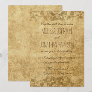 Vintage Papier Reben Typografie Hochzeitseinladung Einladung