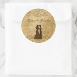 Vintage Papierbräuner Hochzeit einmal Runder Aufkleber