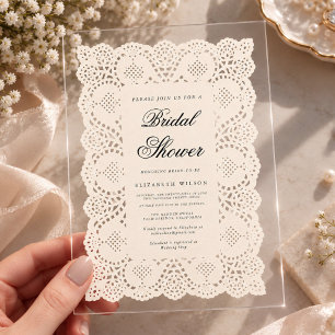 Vintage-Papierdeckchen-Lace-Brautjungfernparty Acryleinladungen