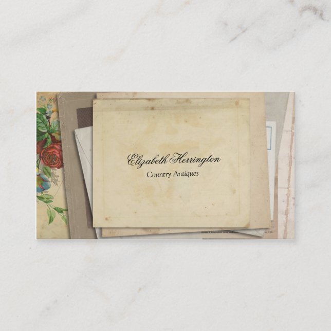 Vintage Papiereintagsfliegen antike Staplungsart Visitenkarte (Vorderseite)