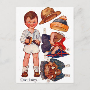 Vintage-Papierpuppe kleiner Junge Jimmy Postkarte