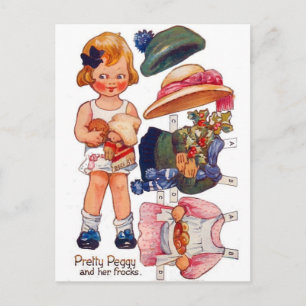 Vintage Papierpuppe kleines Mädchen Peggy Postkart Postkarte