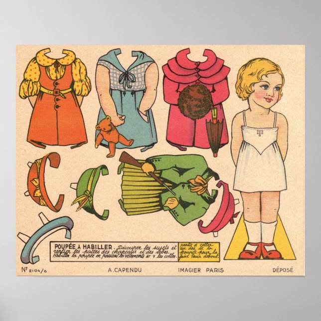 Vintage Papierpuppe Poster (Vorne)