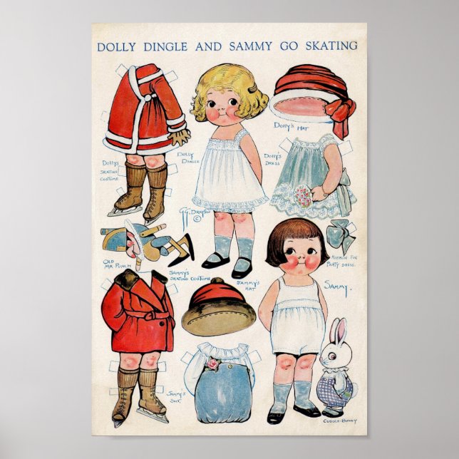 Vintage Papierpuppe Poster (Vorne)