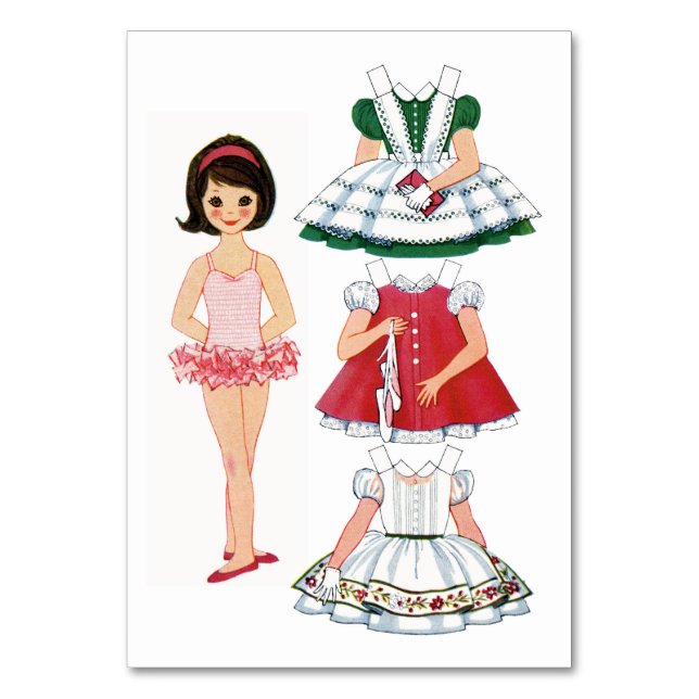 Vintage Papierpuppe Tischnummer (Vorderseite)