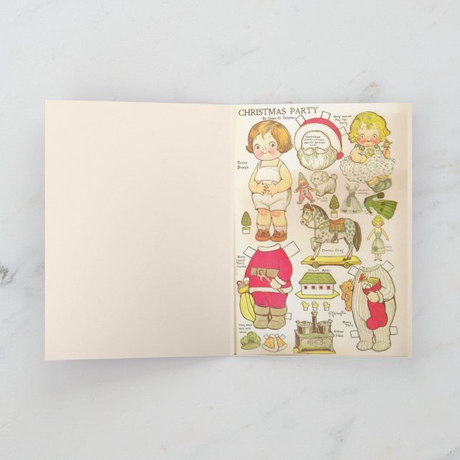 Vintage Papierpuppen "Frohe Weihnachten" Feiertagskarte (Innenseite)