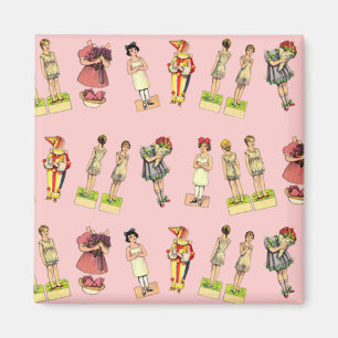 Vintage Papierpuppen Magnet
