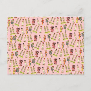 Vintage Papierpuppen Postkarte