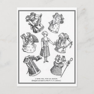 Vintage Papierpuppkarte Postkarte