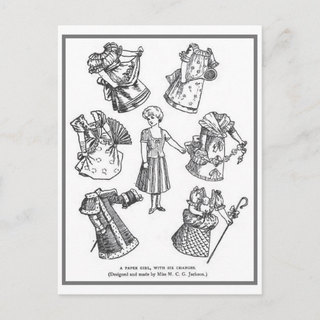 Vintage Papierpuppkarte Postkarte (Vorderseite)