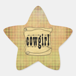 Vintage-Papierrolle Cowgirl Stern Aufkleber