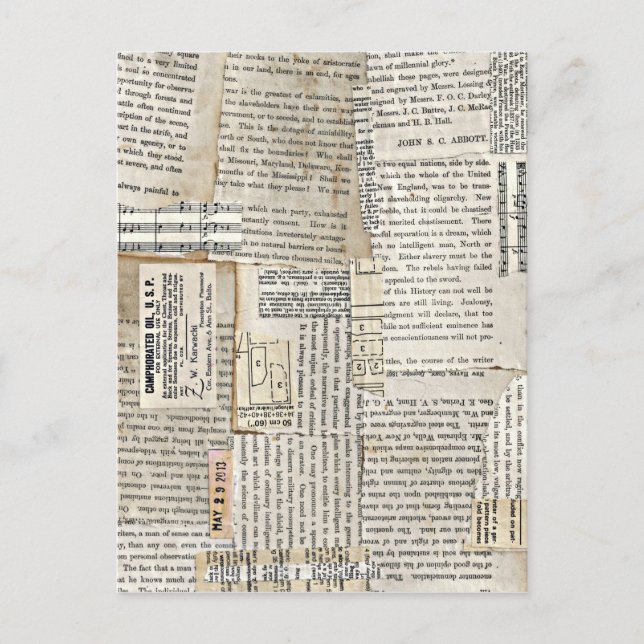 Vintage Papierstriche - Vertikal Postkarte (Vorderseite)