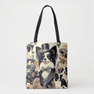 Vintage Papillon Dog Illustration