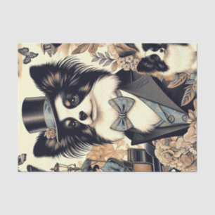 Vintage Papillon Dog Illustration Seidenpapier