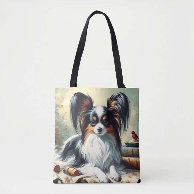 Vintage Papillon Dog-Malerei (Vorderseite)