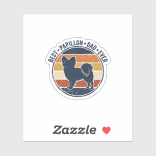 Vintage-Papillon-Hund-Vater-Retro-Sonnenuntergang- Aufkleber
