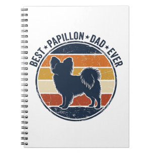 Vintage-Papillon-Hund-Vater Retro-Sonnenuntergangs Notizblock
