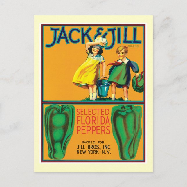 Vintage Paprikaschoten Lebensmittelkennzeichnung Postkarte (Vorderseite)