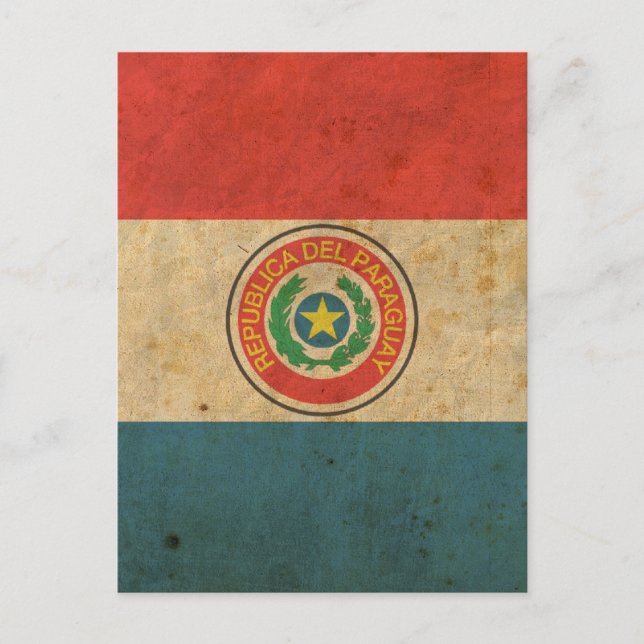 Vintage Paraguay-Flagge Postkarte (Vorderseite)