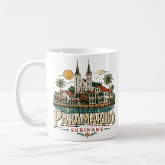 Vintage Paramaribo Suriname Reise Kunst Landmarke Kaffeetasse